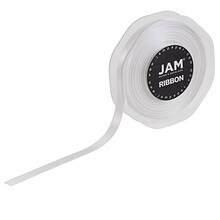 JAM Paper® Double Faced Satin Ribbon, 3/8 Inch Wide x 25 Yards, White, Sold Individually (803SAWH25)