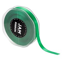 JAM Paper® Double Faced Satin Ribbon, 3/8 Inch Wide x 25 Yards, Emerald Green, Sold Individually (80