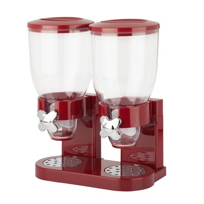 Honey Can Do Double Cereal Dispenser with Portion Control, Red and Chrome (KCH-06125)