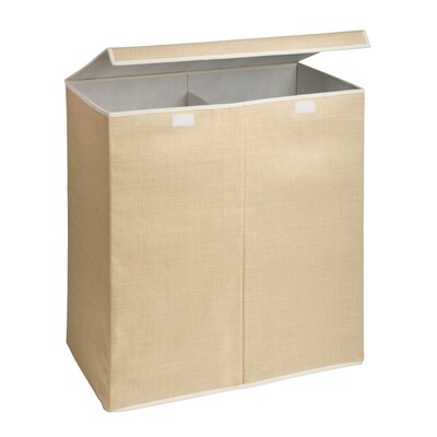 Honey Can Do Large Dual Laundry Hamper with Lid, Natural Resin (HMP-01367)