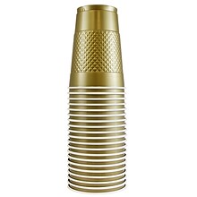 JAM Paper® Plastic Party Cups, 16 oz, Gold, 20 Glasses/Pack (22555216go)