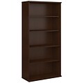 Bush Business Furniture Westfield 36W 5 Shelf Bookcase, Mocha Cherry, Installed (WC12914FA)