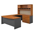 Bush Business Furniture Westfield Collection in Natural Cherry; 72W U-Workstation w/ Lateral File & Hutch, Assembled