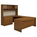 Bush Business Furniture Westfield 72W Left Handed Bow Front U Shaped Desk with Hutch and Storage, Warm Oak (SRC005WOLSU)