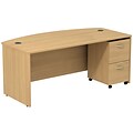 Bush Business Furniture Westfield Bow Front Desk with 2 Drawer Mobile Pedestal, Light Oak, Installed (SRC0020LOSUFA)