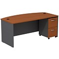Bush Business Furniture Westfield Bow Front Desk with 2 Drawer Mobile Pedestal, Auburn Maple (SRC0020AUSU)