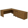 Bush Business Furniture Westfield L Shaped Desk with 2 Mobile Pedestals and Lateral File, Warm Oak, Installed (SRC0011WOSUFA)