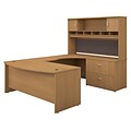 Bush Business Furniture Westfield 72W Right Handed Bow Front U Shaped Desk with Hutch and Storage, Light Oak (SRC005LORSU)