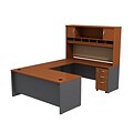 Bush Business Furniture Westfield U Shaped Desk with Hutch and 3 Drawer Mobile Pedestal, Auburn Maple (SRC004AUSU)