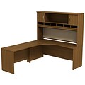 Bush Business Furniture Westfield Left Handed L Shaped Corner Desk with Hutch, Warm Oak, Installed (SRC002WOLFA)