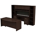 Bush Business Furniture Westfield Bow Front Desk with Credenza, Hutch and Bookcases, Mocha Cherry, Installed (SRC0010MRSUFA)
