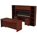Bush Business Furniture Westfield Bow Front Desk with Credenza, Hutch and Bookcases, Mahogany, Installed (SRC0010MASUFA)