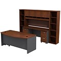 Bush Business Furniture Westfield Bow Front Desk with Credenza, Hutch and Bookcases, Hansen Cherry (SRC0010HCSU)