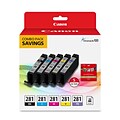 Canon 281 Black/Cyan/Magenta/Yellow/Photo Blue Standard Yield Ink Cartridge, 5/Pack (2091C006)