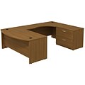 Bush Business Westfield 72W Bowfront RH U-Station with 2-Drawer Lateral File, Cafe Oak, Installed