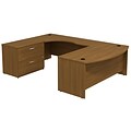 Bush Business Furniture Westfield Bow Front Left Handed U Shaped Desk with File Cabinet, Warm Oak, Installed (SRC019WOLSUFA)