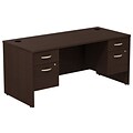 Bush Business Furniture Westfield Desk with two 3/4 Pedestals, Mocha Cherry (SRC008MRSU)