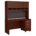 Bush Business Furniture Westfield 60W x 24D Office Desk with Hutch and Mobile File Cabinet, Mahogany, Installed (SRC014MASUFA)