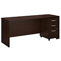 Bush Business Furniture Westfield 72W x 24D Office Desk with Mobile File Cabinet, Mocha Cherry, Installed (SRC026MRSUFA)