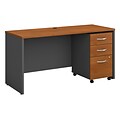 Bush Business Furniture Westfield 60W x 24D Office Desk with Mobile File Cabinet, Natural Cherry (SRC025NCSU)