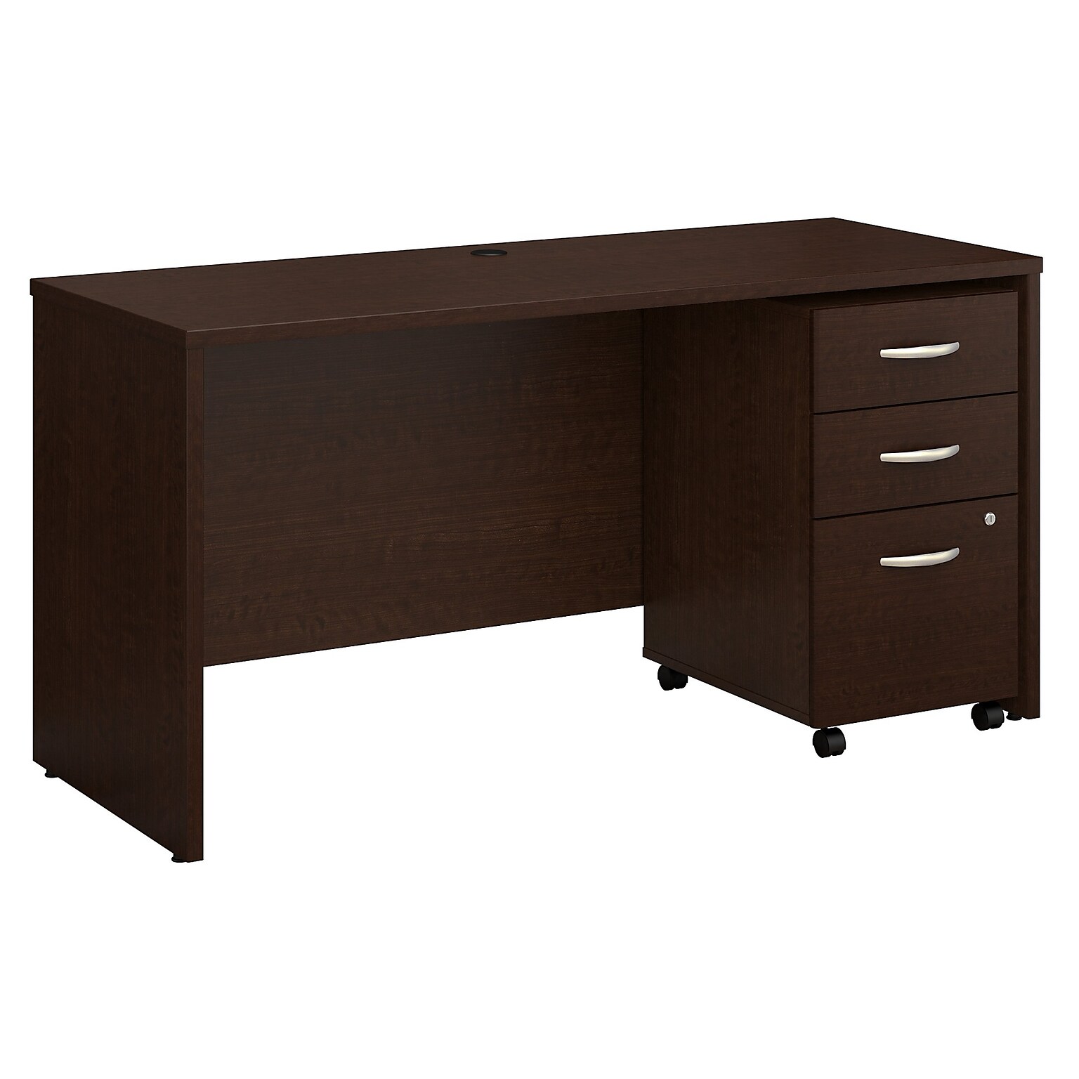 Bush Business Furniture Westfield 60W x 24D Office Desk with Mobile File Cabinet, Mocha Cherry (SRC025MRSU)