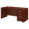 Bush Business Furniture Westfield 66W x 30D Office Desk with Mobile File Cabinet, Mahogany, Installed (SRC015MASUFA)