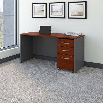 Bush Business Furniture Westfield 60W x 24D Office Desk with Mobile File Cabinet, Hansen Cherry (SRC