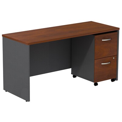 Bush Business Furniture Westfield Desk Credenza w/ 2 Drawer Mobile Pedestal, Hansen Cherry (SRC029HC