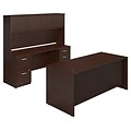 Bush Business Furniture Westfield Elite 72W x 30D Desk with Credenza and Storage, Mocha Cherry, Installed (SRE219MRSUFA)