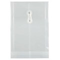 JAM Paper® Plastic Envelopes with Button and String Tie Closure, Open End, 6.25 x 9.25, Clear, 12/Pa