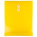 JAM Paper® Plastic Envelopes with Button and String Tie Closure, Letter Open End, 9.75 x 11.75, Yell