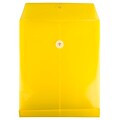 JAM Paper® Plastic Envelopes with Button and String Tie Closure, Letter Open End, 9.75 x 11.75, Yell