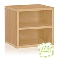 Way Basics 12.6H x 13.4W Modular Connect Cube with Shelf Eco Storage System, Natural Wood Grain (C-SCUBE-NL)