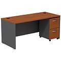 Bush Business Furniture Westfield Desk w/ 2 Drawer Mobile Pedestal, Auburn Maple, Installed (SRC028AUSUFA)