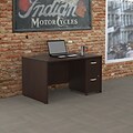 Bush Business Furniture Westfield Desk Credenza w/ 2 Drawer Mobile Pedestal, Mocha Cherry (SRC029MRS