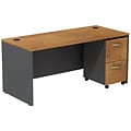 Bush Business Furniture Westfield Desk w/ 2 Drawer Mobile Pedestal, Natural Cherry (SRC028NCSU)