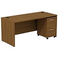 Bush Business Furniture Westfield Desk w/ 2 Drawer Mobile Pedestal, Warm Oak, Installed (SRC028WOSUFA)