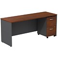 Bush Business Furniture Westfield Desk Credenza w/ 2 Drawer Mobile Pedestal, Hansen Cherry (SRC030HCSU)
