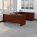 Bush Business Furniture Westfield 72W x 36D Bow Front U Shaped Desk w/ Mobile File Cabinets, Mahogan