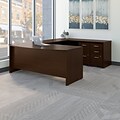 Bush Business Furniture Westfield 72W x 36D Bow Front U Shaped Desk w/ Mobile File Cabinets, Mocha C