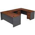 Bush Business Furniture Westfield U Shaped Desk w/ 2 Mobile Pedestals, Hansen Cherry (SRC047HCSU)