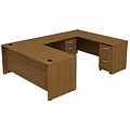 Bush Business Furniture Westfield U Shaped Desk w/ 2 Mobile Pedestals, Warm Oak, Installed (SRC047WOSUFA)