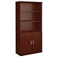 Bush Business Furniture Westfield 73"H 5-Shelf Bookcase with Doors, Mahogany (SRC103MA)