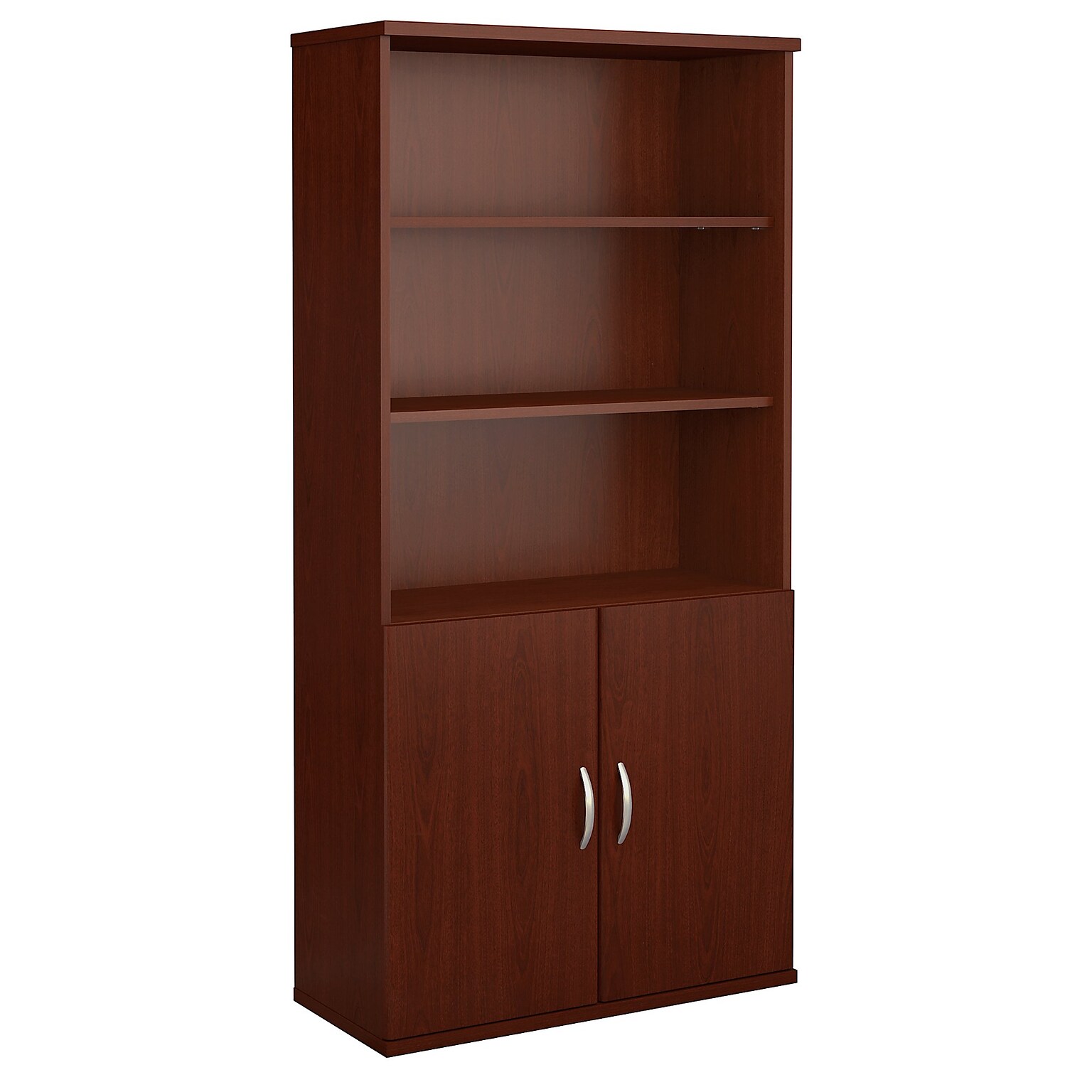 Bush Business Furniture Westfield 73H 5-Shelf Bookcase with Doors, Mahogany (SRC103MA)