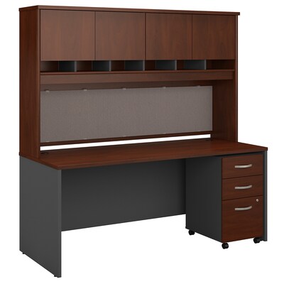 Bush Business Furniture Westfield 72W Office Desk with Hutch and Mobile File Cabinet, Hansen Cherry