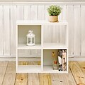 Way Basics 24.8H Quad Cubby Bookcase, Stackable Organizer, Modern Eco Storage Shelf, White (WB-4CUBE-WE)