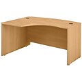 Bush Business Furniture Westfield 60W x 43D Left Handed L Bow Desk, Light Oak, Installed (WC60333FA)