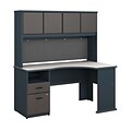 Bush Business Furniture Cubix 60W Corner Desk w/ Hutch and 2 Drawer Pedestal, Slate (SRA007SL)
