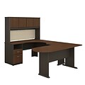 Bush Business Furniture Cubix U Shaped Desk w/ Hutch, Peninsula and Storage, Sienna Walnut (SRA009WA)