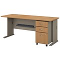 Bush Business Furniture Cubix 72W Desk w/ Mobile File Cabinet, Light Oak, Installed (SRA013LOSUFA)
